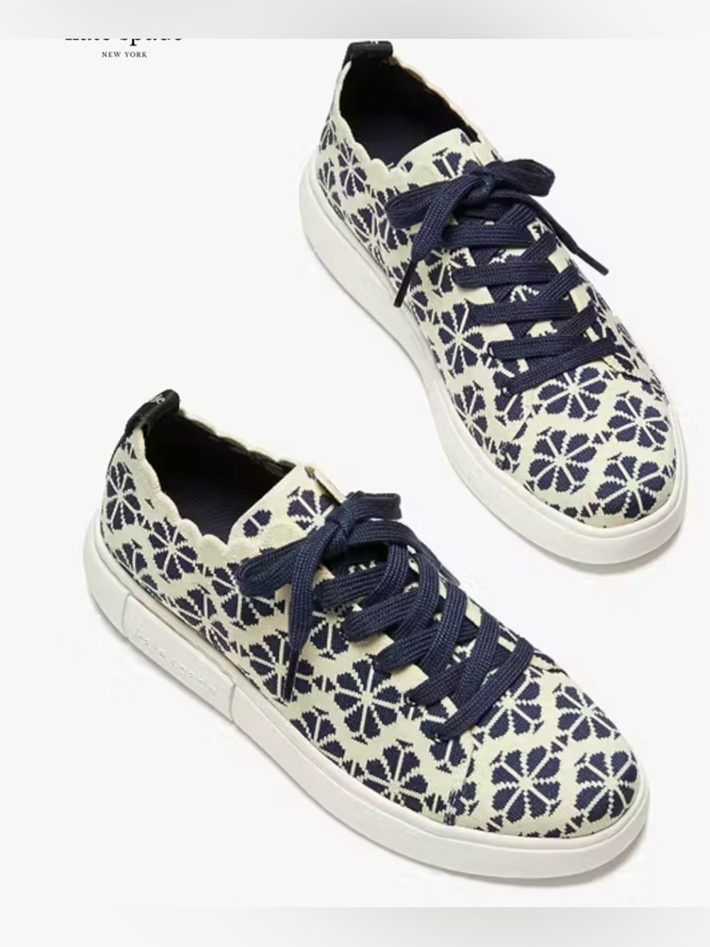 Kate Spade Lift Geo Knit Navy and Cream Sneaker Tennis Shoe